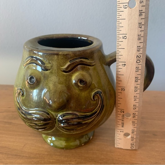 Vintage Holiday Designs USA Green Handlebar Mustache Ceramic Shaving Mug - Picture 14 of 15